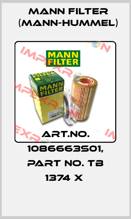 Art.No. 1086663S01, Part No. TB 1374 x  Mann Filter (Mann-Hummel)