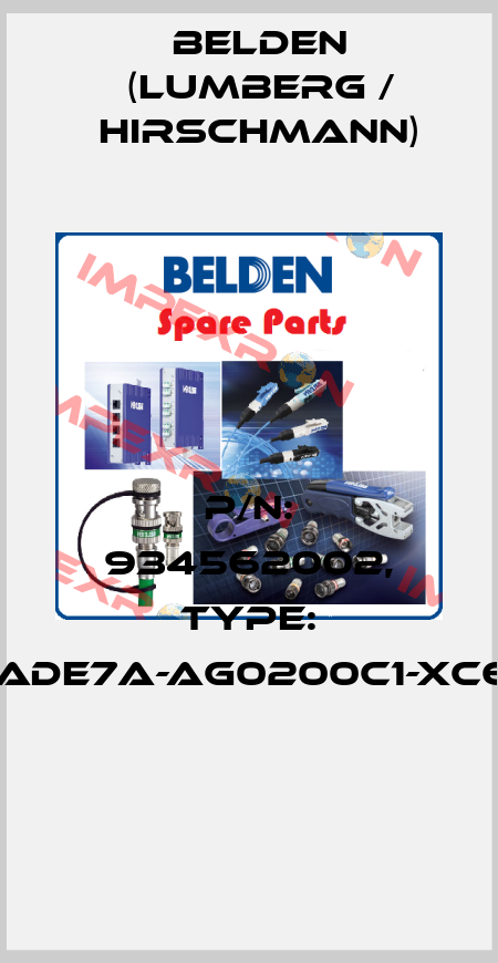 P/N: 934562002, Type: GAN-DADE7A-AG0200C1-XC607-AD  Belden (Lumberg / Hirschmann)