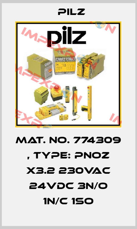 Mat. No. 774309 , Type: PNOZ X3.2 230VAC 24VDC 3n/o 1n/c 1so Pilz