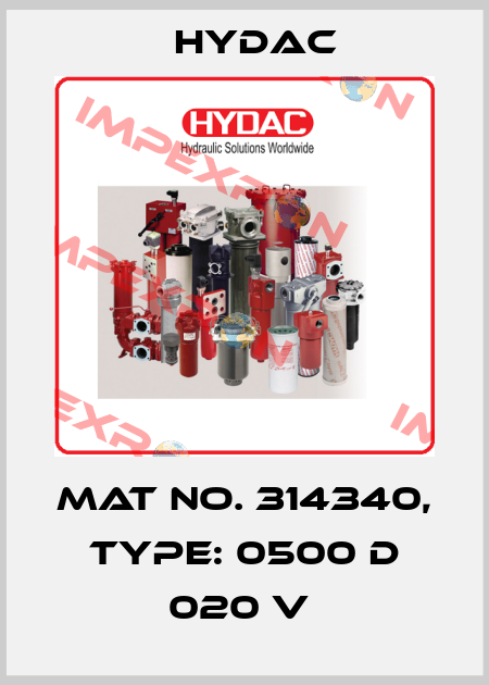 Mat No. 314340, Type: 0500 D 020 V  Hydac