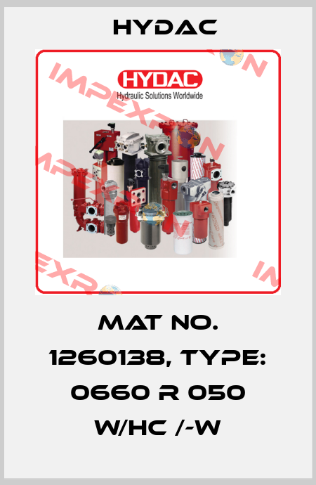 Mat No. 1260138, Type: 0660 R 050 W/HC /-W Hydac