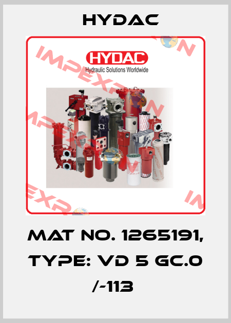 Mat No. 1265191, Type: VD 5 GC.0 /-113  Hydac
