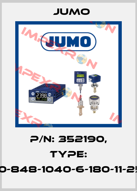 P/N: 352190, Type: 901190/10-848-1040-6-180-11-2500/000 Jumo