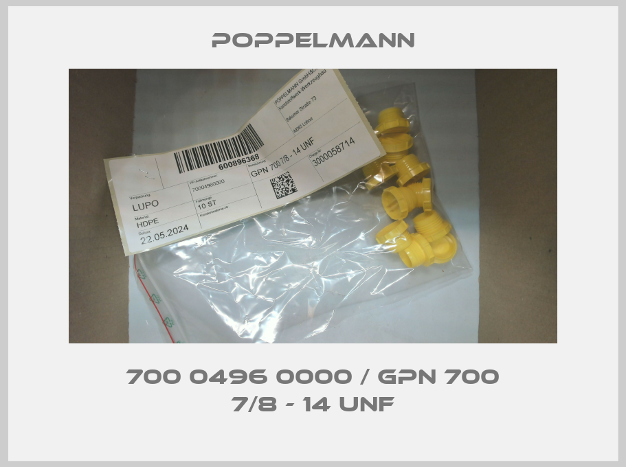 700 0496 0000 / GPN 700 7/8 - 14 UNF Poppelmann