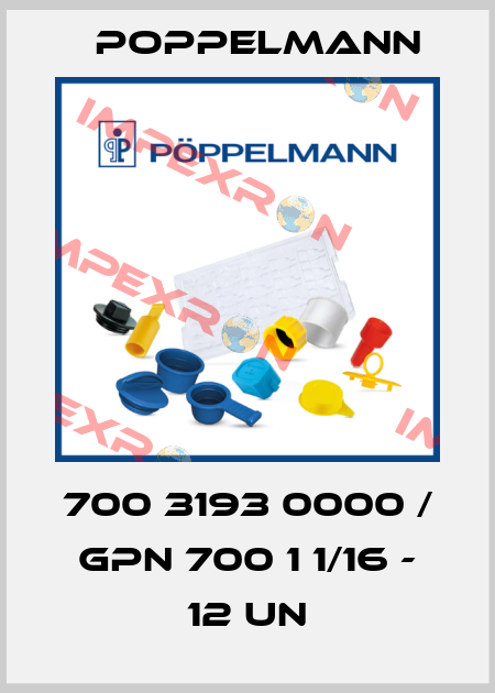 700 3193 0000 / GPN 700 1 1/16 - 12 UN Poppelmann