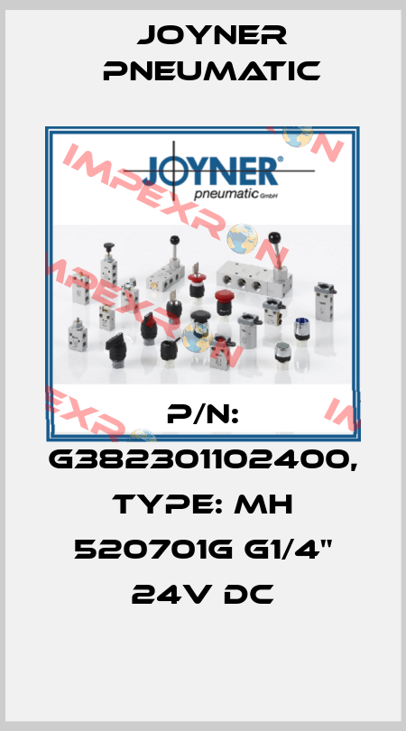 P/N: G382301102400, Type: MH 520701G G1/4" 24V DC Joyner Pneumatic