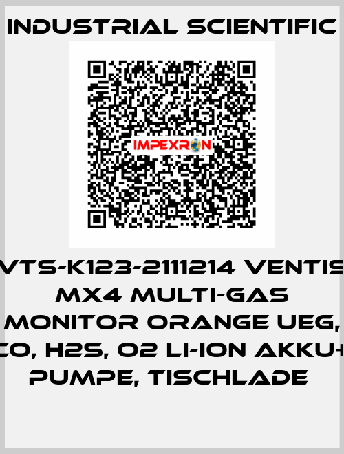 VTS-K123-2111214 VENTIS MX4 MULTI-GAS MONITOR ORANGE UEG, CO, H2S, O2 LI-ION AKKU+, PUMPE, TISCHLADE  Industrial Scientific