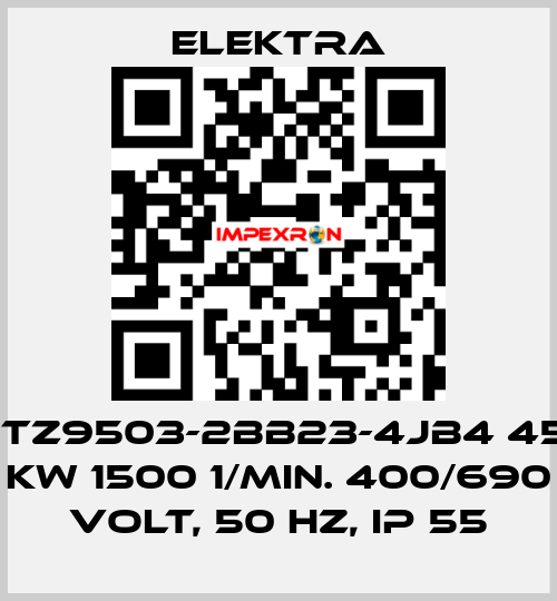 1TZ9503-2BB23-4JB4 45 kW 1500 1/min. 400/690 Volt, 50 Hz, IP 55 ELEKTRA