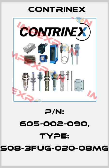 p/n: 605-002-090, Type: S08-3FUG-020-08MG Contrinex