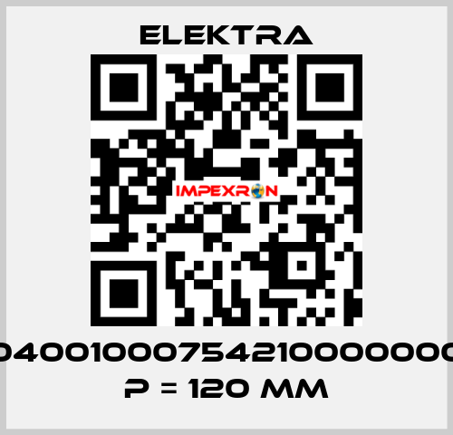 04001000754210000000 P = 120 mm ELEKTRA