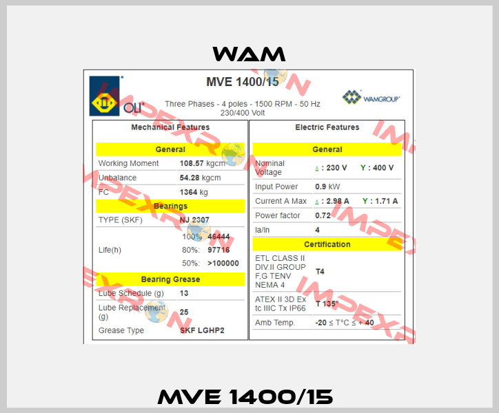 MVE 1400/15  Wam