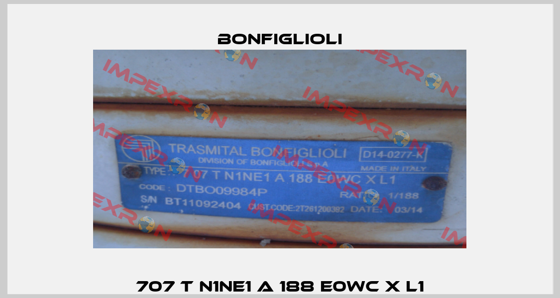 707 T N1NE1 A 188 E0WC X L1 Bonfiglioli