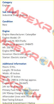 C9 – 350HP  Caterpillar